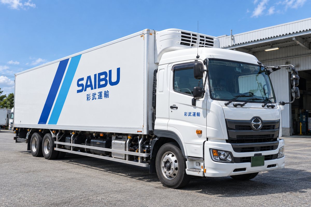 大型ドライバーが乗る冷凍車